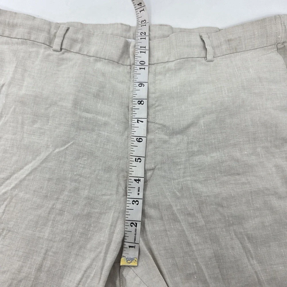 Nordstrom Linen Blend Men Pants Beige (38Rx29) Slim Lightweight Drawstring EUC